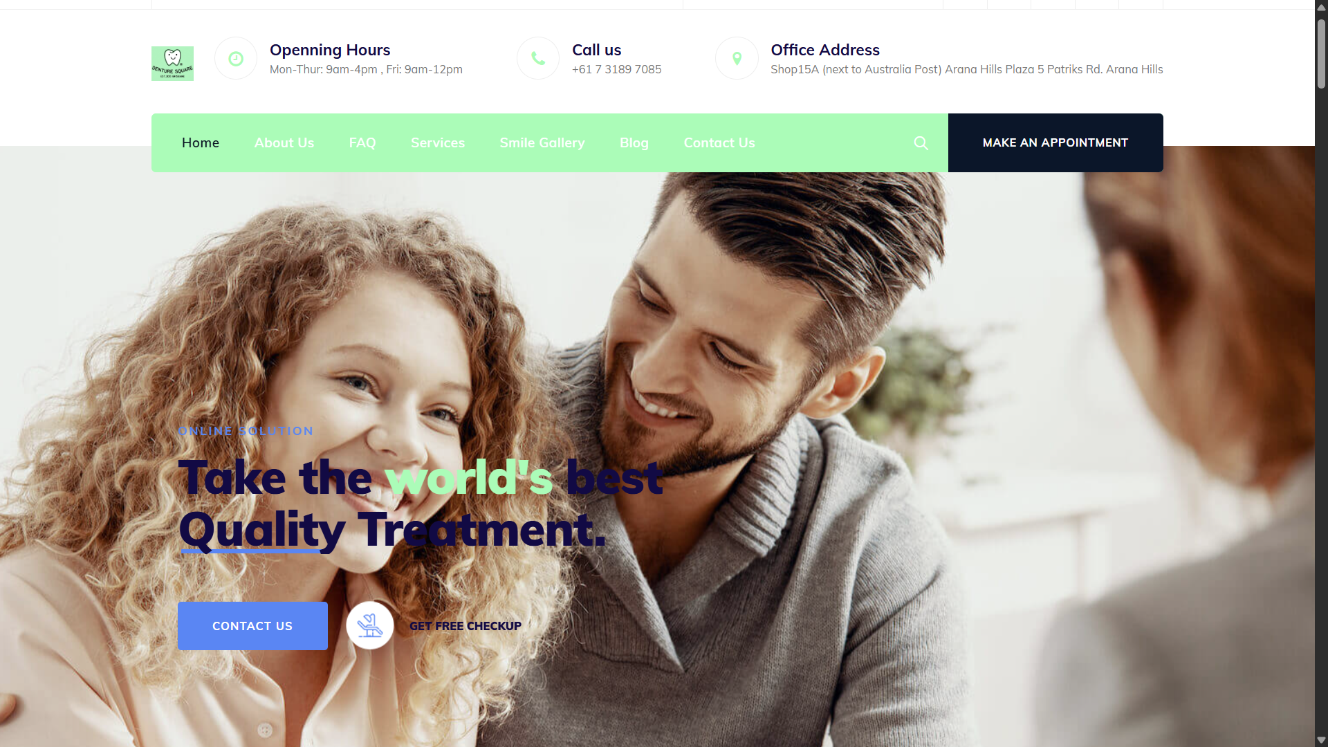 Denture Square live interface preview
